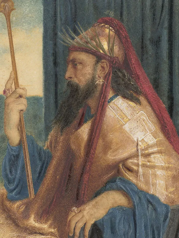 A portrait of a king with a scepter and crown, related to amazing world records.
