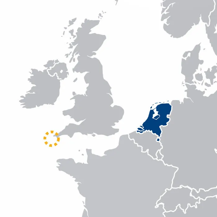 A map highlighting the Netherlands, showcasing world records throughout history.