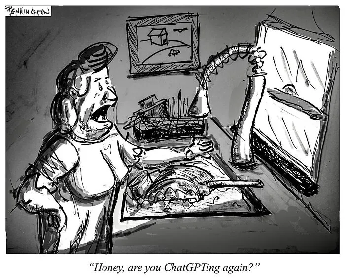 30 Cartoons That Poke Fun At AI, Corporate Culture, Politics, And Other Modern Absurdities