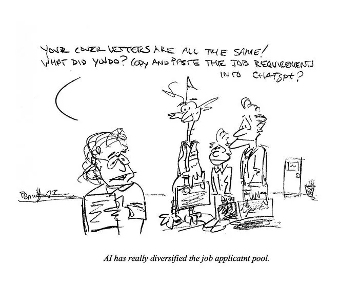 30 Cartoons That Poke Fun At AI, Corporate Culture, Politics, And Other Modern Absurdities
