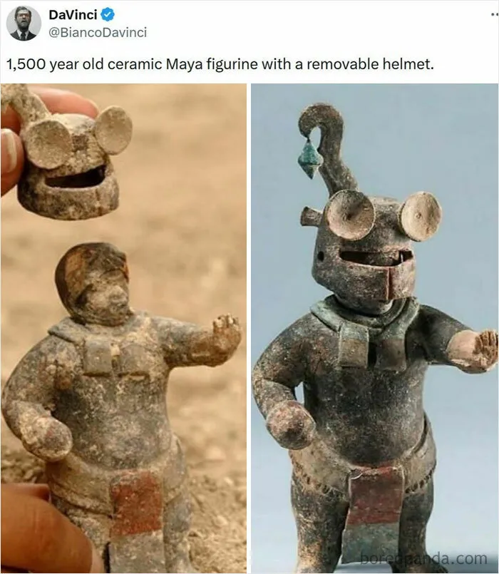 1,500 Year Old Ceramic Maya Figurine With A Removable Helmet