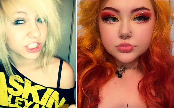 Side-by-side photos show a woman's style evolution, demonstrating how people changed for the better over time.