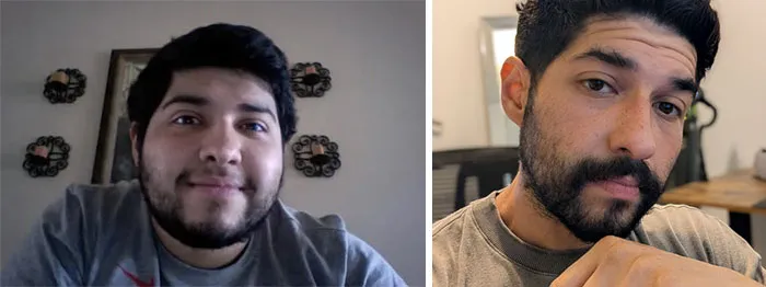 Side-by-side photos show a man with a beard, demonstrating how people changed for the better over time.
