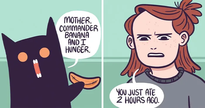 This Artist Created 28 Comics About Her Black Cat Who Treats Everyday Life Like A Personal Struggle