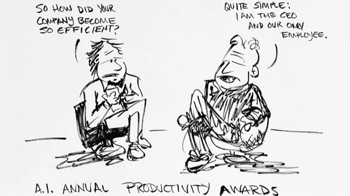 30 Cartoons That Poke Fun At AI, Corporate Culture, Politics, And Other Modern Absurdities