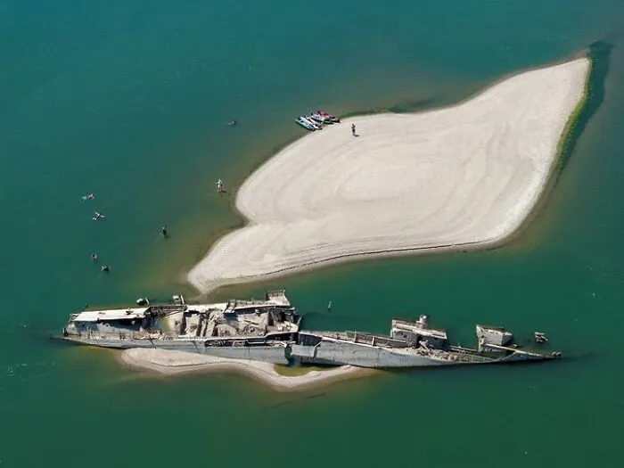 In Serbia, Due To The Low Water Levels In The Danube Caused By The Heatwave, Wreckage Of A German Warship Has Emerged, According To The Telegraph