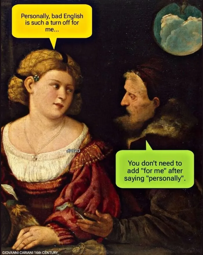 Funny meme about bad English language mistakes and corrections