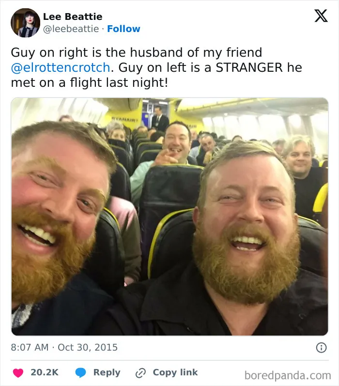 These Two Identical Strangers Who Were Seated Next To Each Other On An Airplane