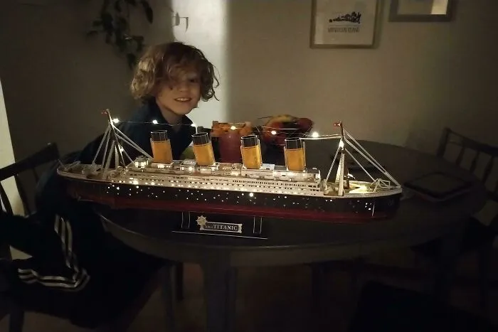 My Son Just Finished His Rms Titanic 3D Model/Puzzle, And He's Very Proud. It Looks Amazing!