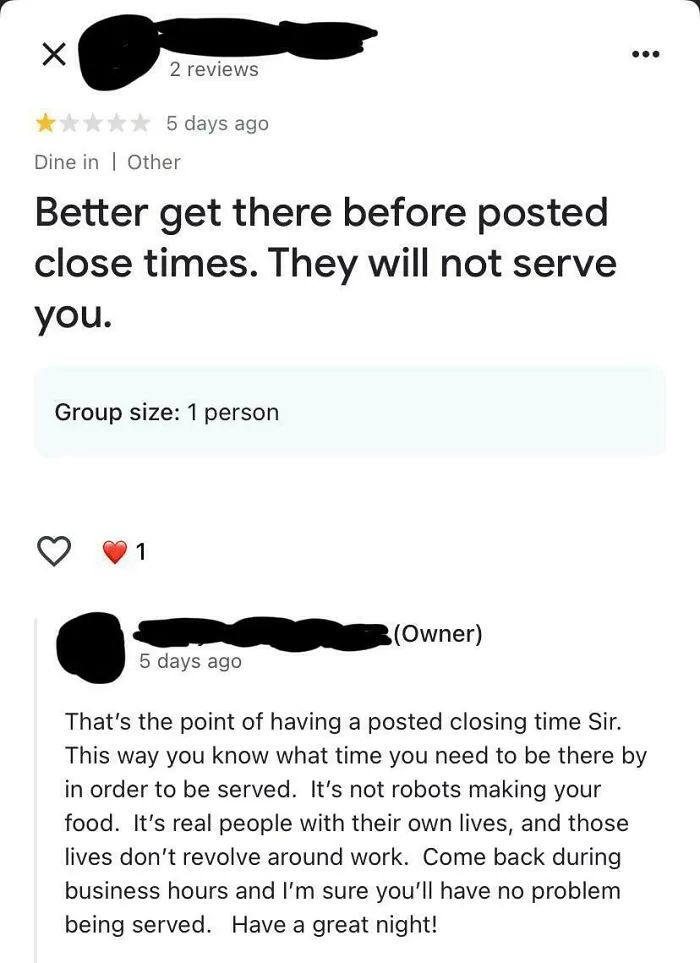 Great Response From The Owner