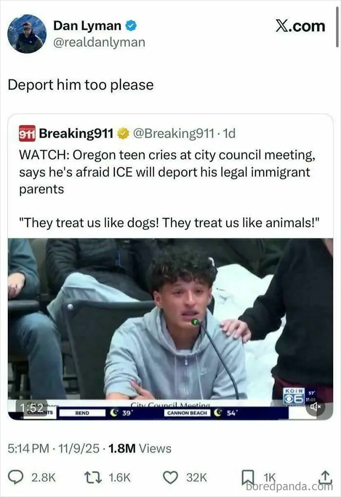 Yes, We Are Now Seeing This Man Publicly Call For A Child Whose An American Citizen To Be Deported Because He Doesn’t Want His Parents Who Are Legal Immigrants To Be Deported