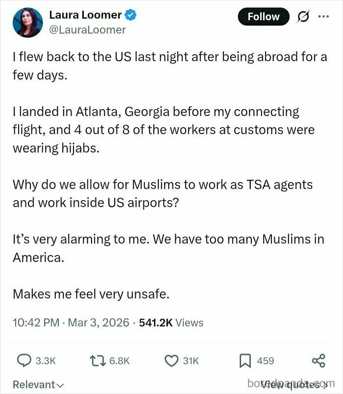 Looney Loomer's Islamaphobia