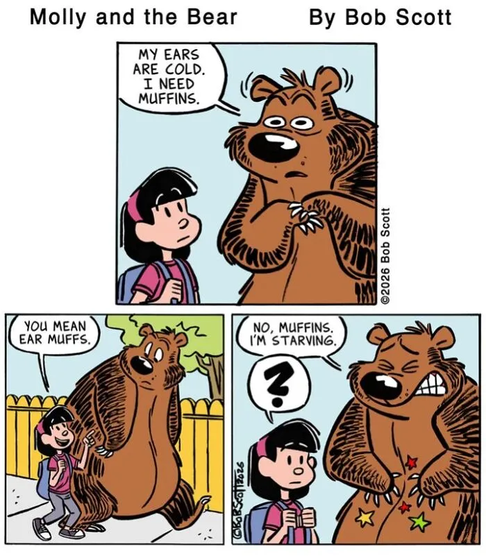 This Cartoonist Imagines A Family Living With A Lovable Bear Who Is Afraid Of Almost Everything (40 Comics)