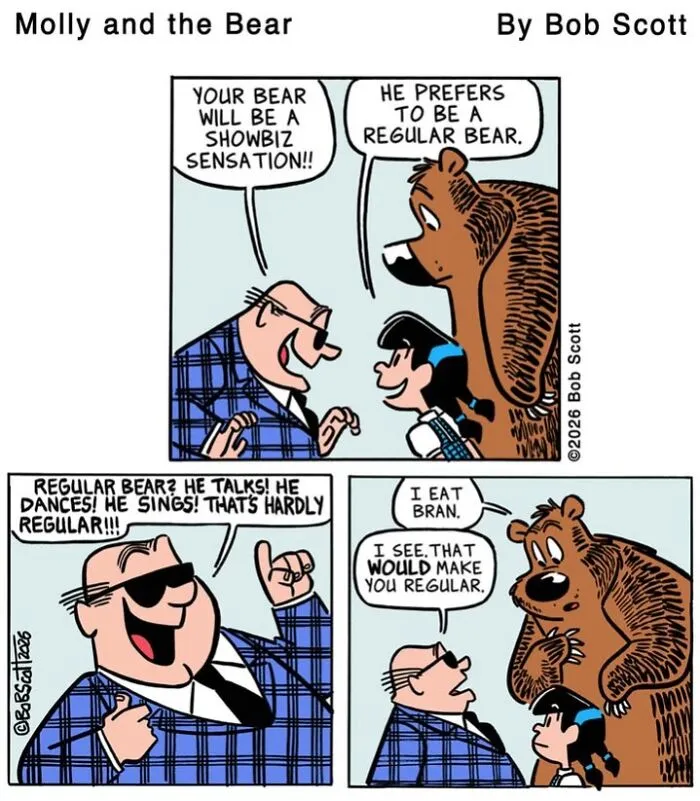 This Cartoonist Imagines A Family Living With A Lovable Bear Who Is Afraid Of Almost Everything (40 Comics)