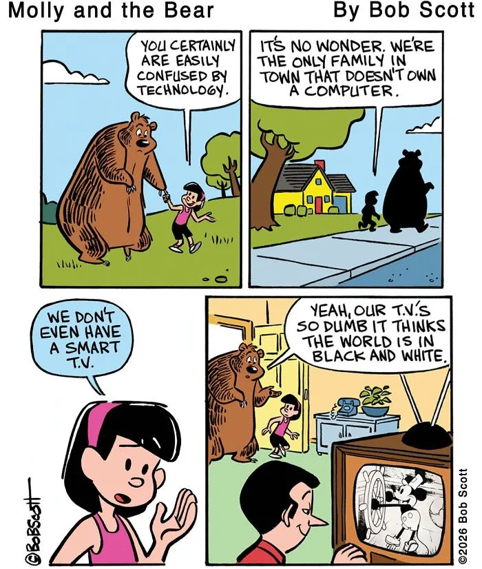 This Cartoonist Imagines A Family Living With A Lovable Bear Who Is Afraid Of Almost Everything (40 Comics)