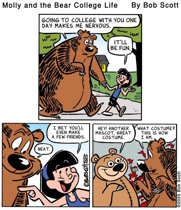 This Cartoonist Imagines A Family Living With A Lovable Bear Who Is Afraid Of Almost Everything (40 Comics)