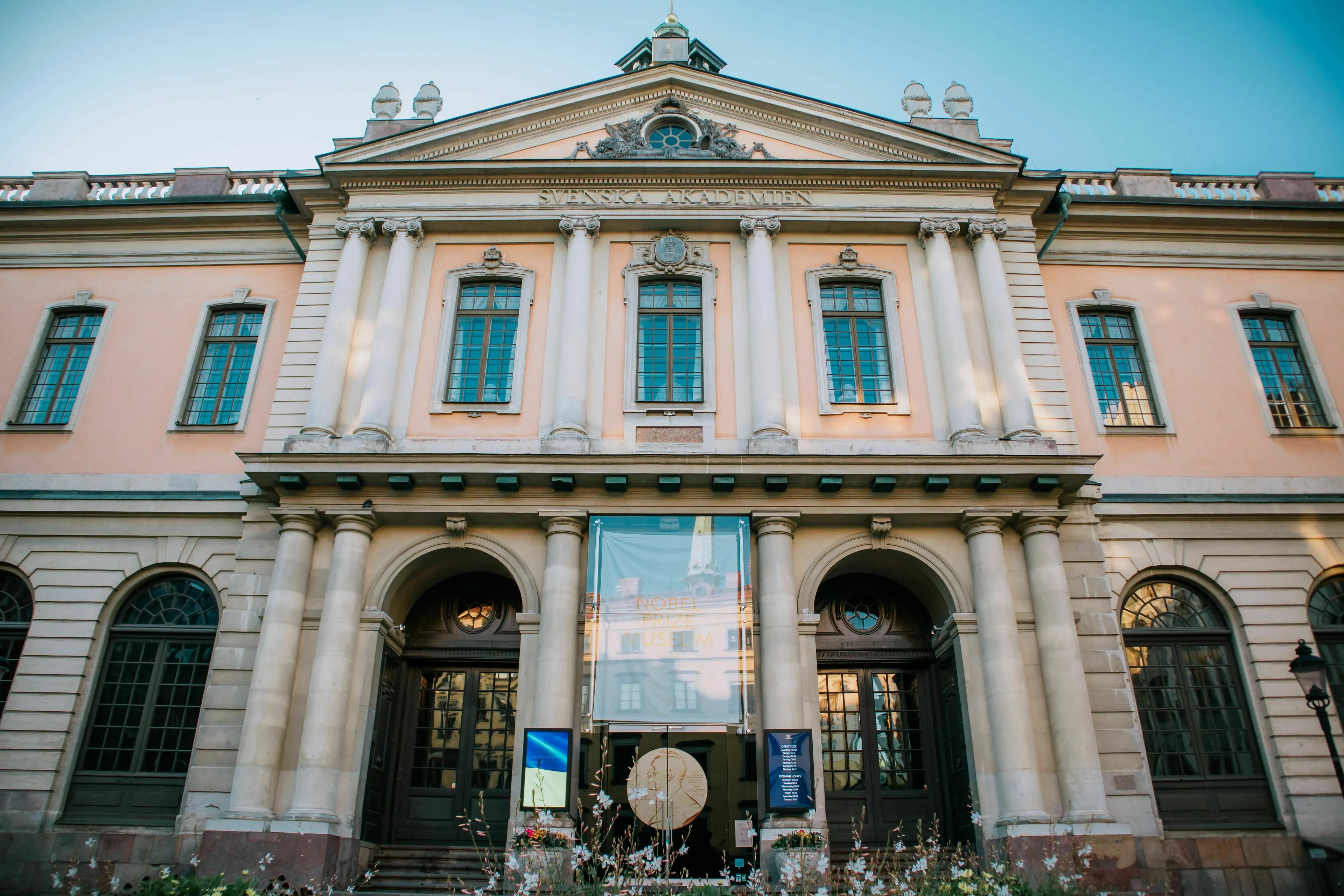 A grand historic building, home to the Nobel Academy, ideal for a general knowledge quiz on Nobel laureates.
