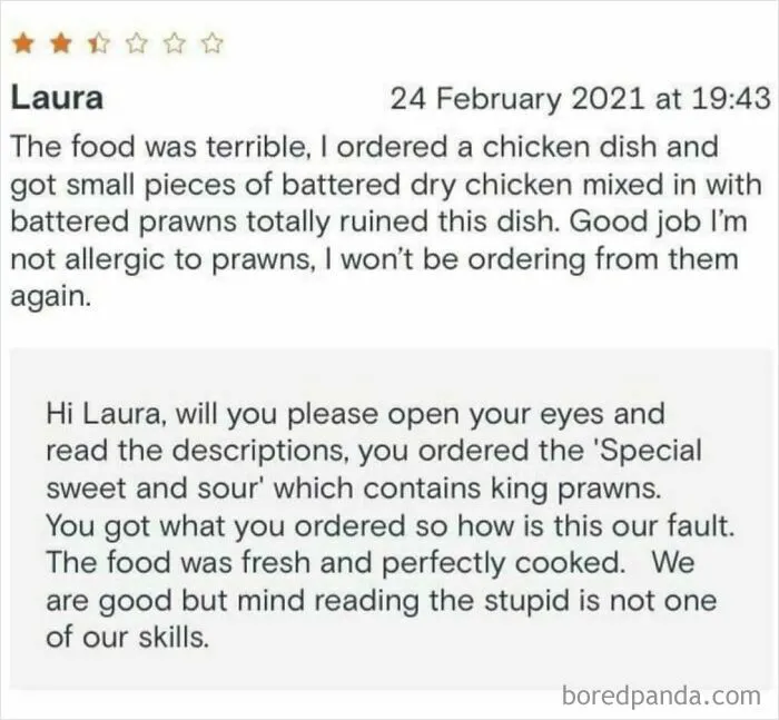 Chinese Restaurant Respond To Reviews Left