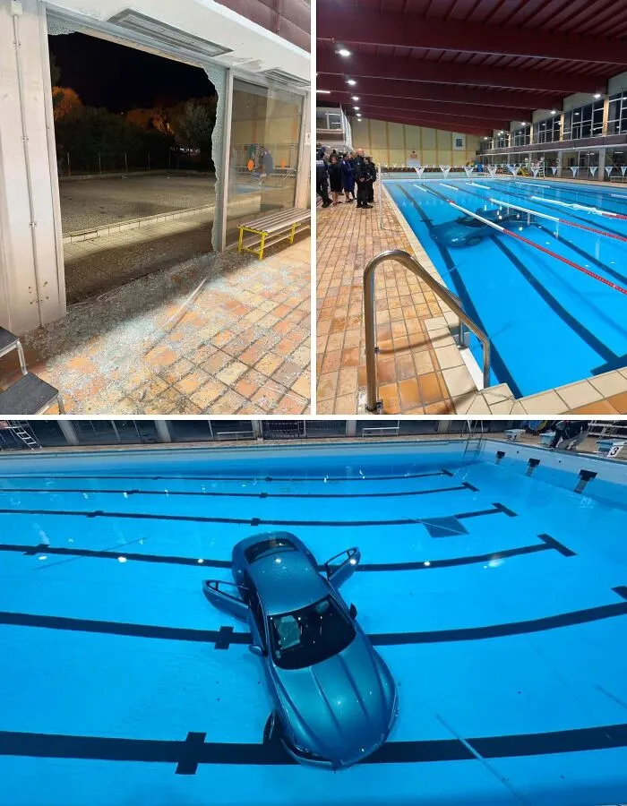 Un coche ha caido en la piscina