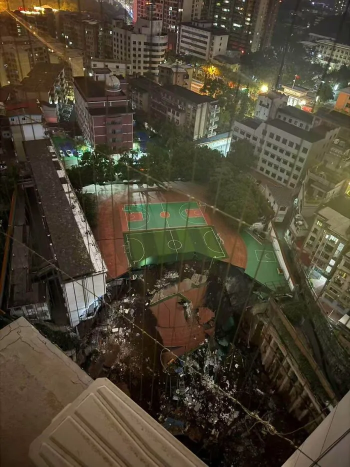 Sinkhole Overnight On School Playground