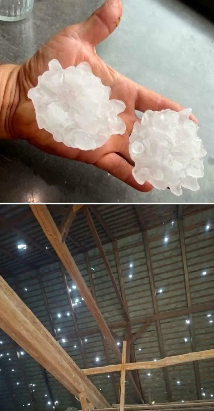 Huge Hails Punctured The Roof