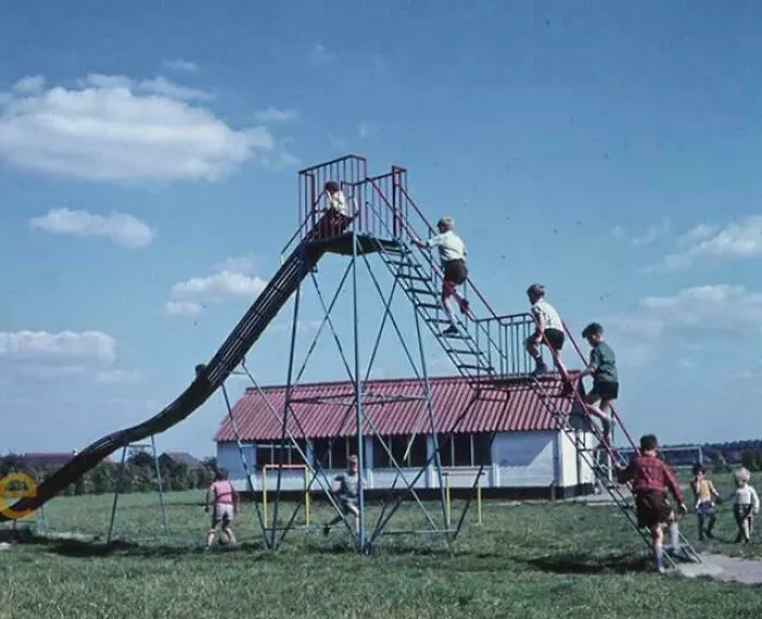 70s Slides Thing Took A Long Climb To Get On Top, I Will Never Forget The Burn Of The Slide In Summer. Playground,1970s
