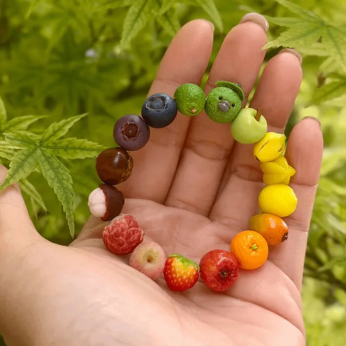 Just A Tiny Plate Of Handcrafted Clay Fruits Adding A Massive Dose Of Color And Whimsy To My Workbench Today! 🍓🍊🍋🍏🔮