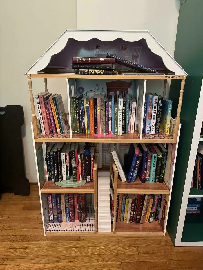 Dollhouse Repurposed As A Bookcase