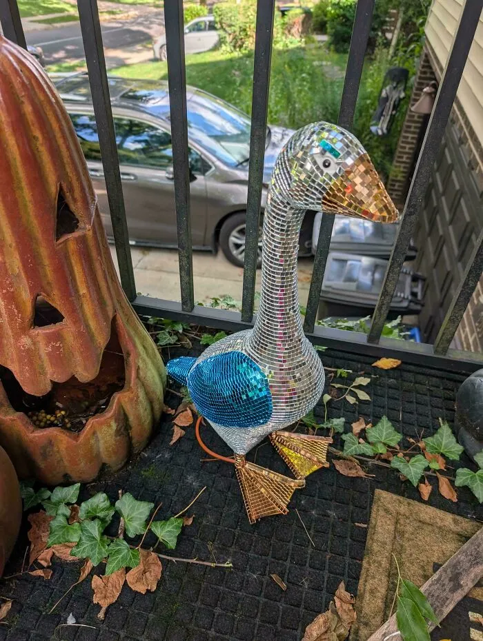 Turned My Porch Goose Into A 🪩🪿 She's Funky Fresh