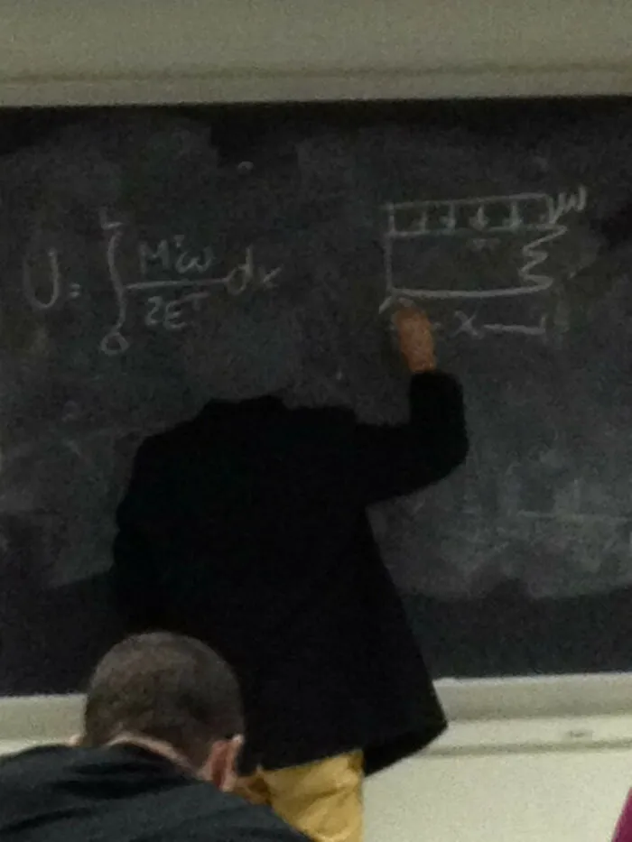 A headless figure writing a complex formula on a blackboard, creating a perfectly synced, amazing illusion.
