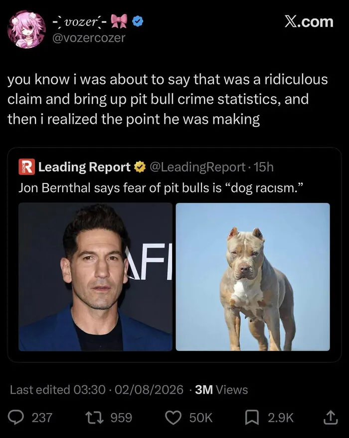 Tweet discussing pit bull fear and dog racism in moral scenarios