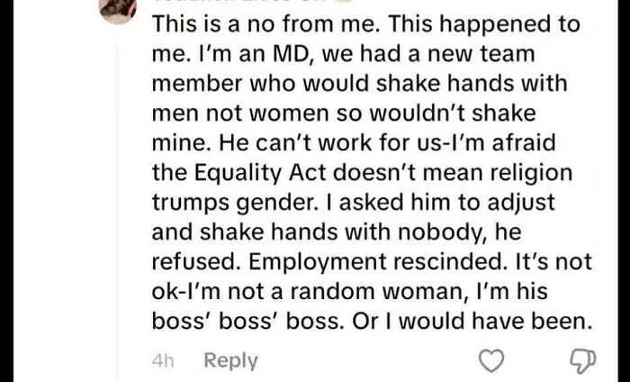 Of Getting Man Fired Because He Won't Touch Your Gender?