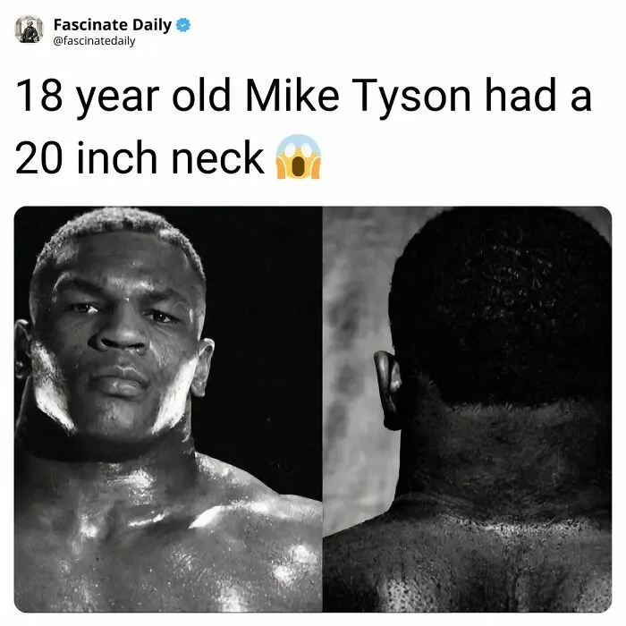 18 year old Mike Tyson with an exceptionally large 20 inch neck