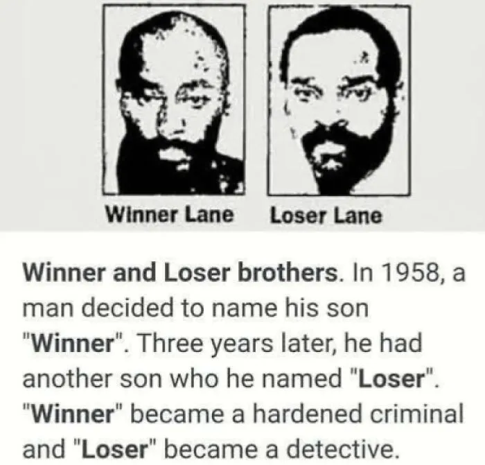Winner and Loser brothers story showing Winner became criminal and Loser detective