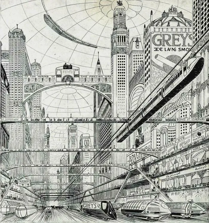 "London In The Year 2500". 1920's Advertisement