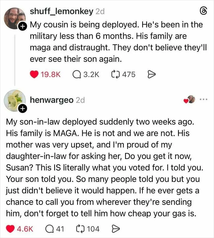 Voting For Their Son To Potentially Die Because The Other Lady Had A Weird Laugh And Was Female