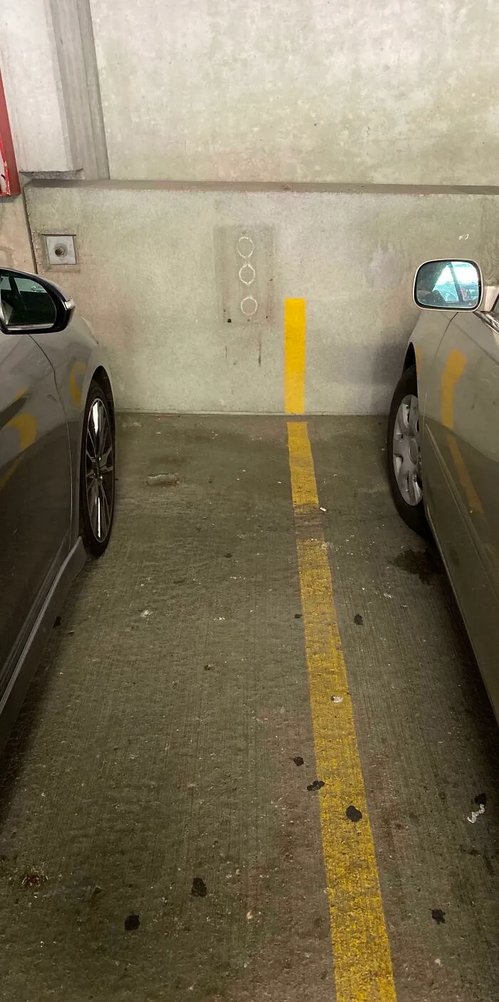 Parking Lines Go Up The Wall So You Can Properly Park Your Car