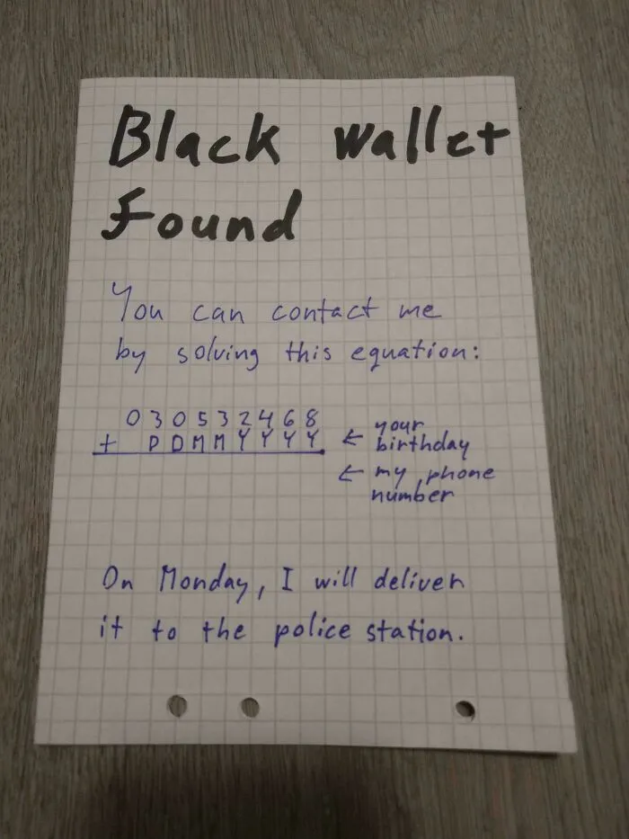 I Found A Wallet On A Saturday, I Left A Note In A Way So Only The Real Owner Could Contact Me