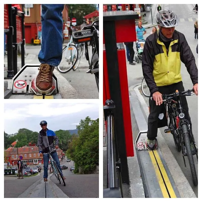 A Bicycle Escalator In Norway