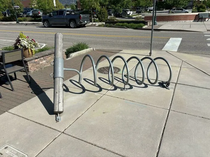 This Corkscrew-Opener Bike Rack At A Wine Tasting Room