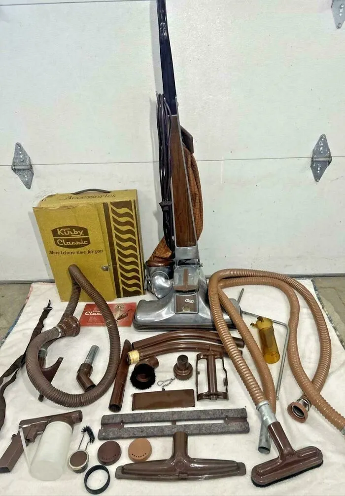 Retro Kirby Classic vacuum cleaner with many accessories