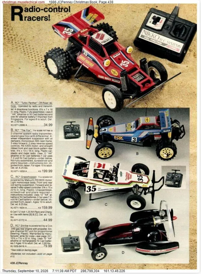 1980s radio control racers toy catalog for nostalgic Gen X childhood