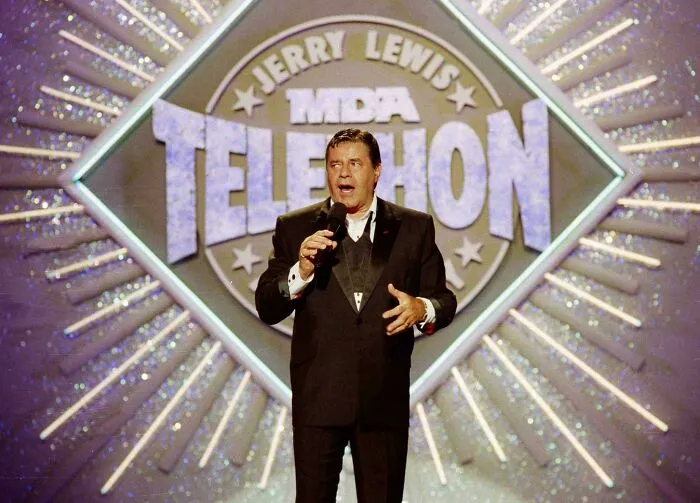 Host speaking at Jerry Lewis MDA Telethon, popular in Gen X childhood