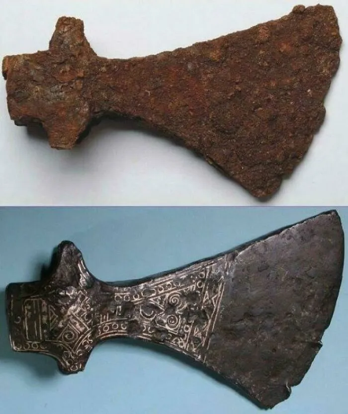 Viking Axe Before And After Restoration
