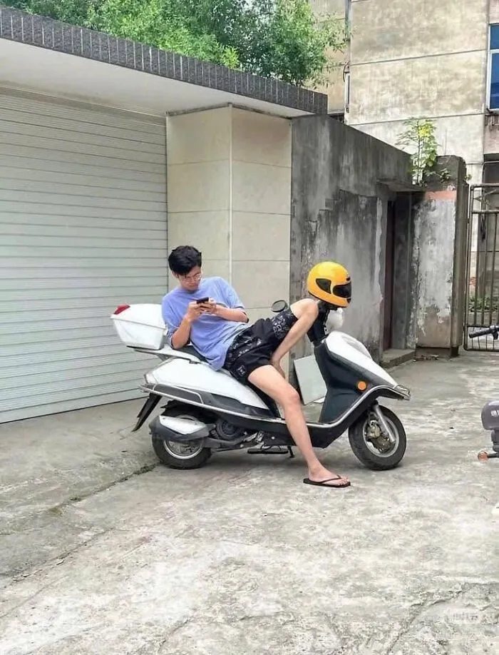 Resting On A Motorbike