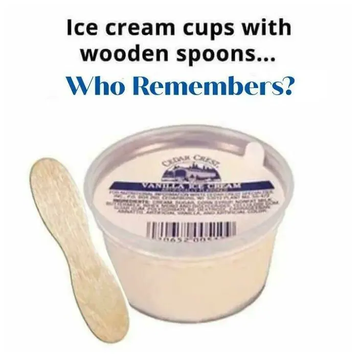 Classic ice cream cup with wooden spoon nostalgic childhood treat