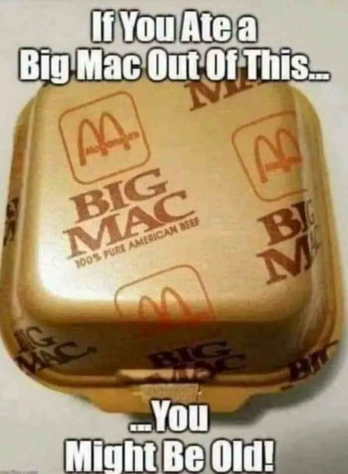 McDonald's Big Mac box humor meme about childhood nostalgia