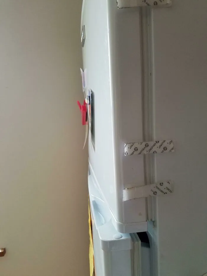 My Sister Has Had To Velcro The Freezer Door Shut For Over A Year On This Frigidaire Fridge She's Had For Less Than Three Years. Now The Fridge Door Won't Close