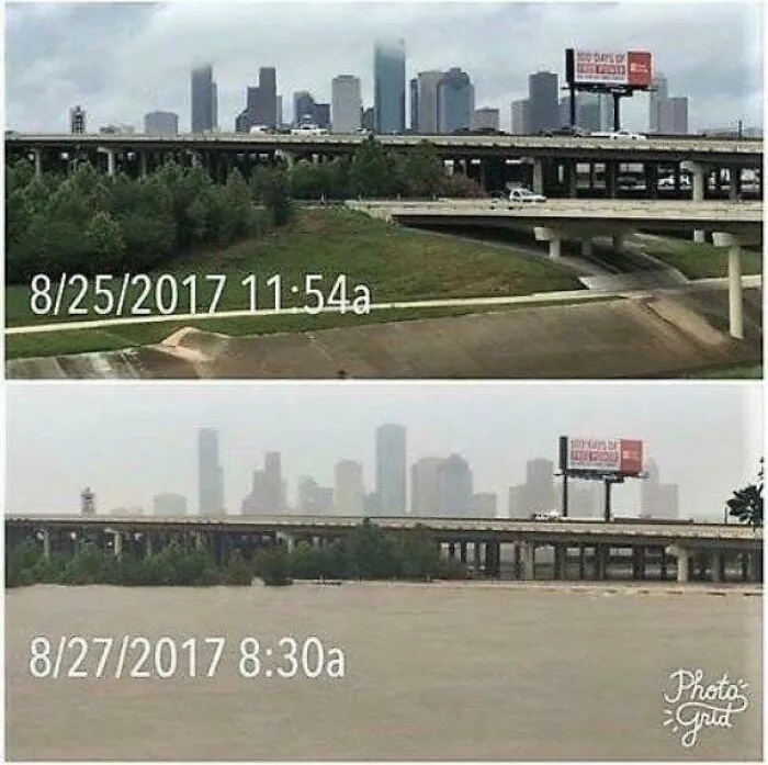 Houston, TX Before And After Hurricane Harvey