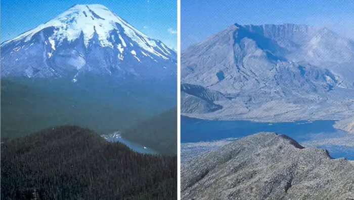 MT. Saint Helens Before And After Its 1980 Eruption